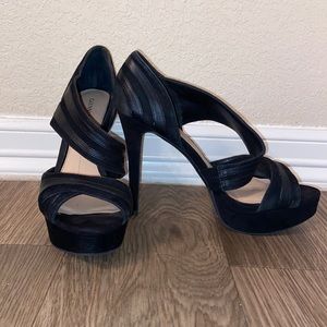 black wrap heels